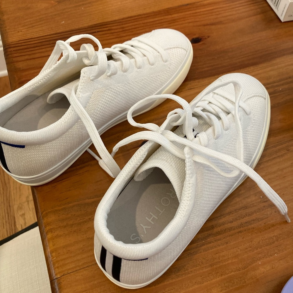 Rothy’s lace-up sneakers, bright white, 6.5